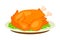 Fried, roasted chicken flat vector illustration