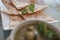 Fried roti & green curry chicken soup. traditional indian muslim food