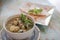 Fried roti & green curry chicken soup. traditional indian muslim food