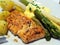 Fried Salmon with Potatoes and Asparagus