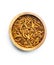 Fried salty worms in bowl. Roasted mealworms