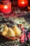 Fried samosa with green dip