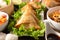 Fried samosa with lettuce