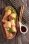 Fried samosa and soy sauce