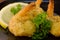 Fried shrimp appetizer closeup