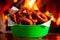 Fried Snacks on a Restaurant table with soda