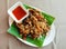 Fried Soft Shell Crab with Garlic on white plate