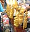 Fried swirl potato spiral on a stick during street food festival