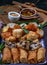 Fried taro rolls and Deep fried spring rolls, Fried tofu, Fried radish, Fried taro and black beans