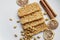 Fried tempe or fermented soybean cake on a white plate