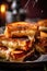 Fried toast with melted cheese on the table close-up