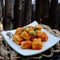 Fried tofu cook with tomato sauce, healthy, nutrition and delicious Vietnamese food