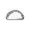 Fried tortilla isolated tacos burritos linear icon