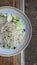 Fried vermicelli on white plate, Indonesian homemade food