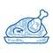 fried whole chicken doodle icon hand drawn illustration