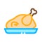 Fried whole chicken icon vector outline illustration