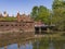 Friedlan Gate - one of the seven surviving city gates of KÃ¶nigsberg, 19th century. Inner side and water moat. Russia, Kaliningrad
