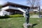 FRIEDRICHSHAFEN, GERMANY. Statue of Ferdinand von Zeppelin, organizer of the production of rigid airships, on the waterfront of Fr