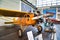 FRIEDRICHSHAFEN - MAY 2019: orange plane CURTISS ROBIN J-1 1929 at Motorworld Classics Bodensee on May 11, 2019 in Friedrichshafen