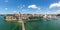 Friedrichshafen waterfront panorama with port harbor at lake Constance Bodensee travel traveling from above top view in Germany