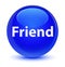 Friend glassy blue round button