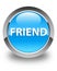 Friend glossy cyan blue round button