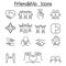 Friend & Harmony icon set in thin line style