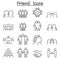 Friend & Harmony icon set in thin line style