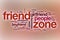 Friend zone word cloud with abstract background