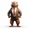 Friendly Anthropomorphic Beaver In A Suit - Hyperrealistic Cartoon