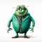 Friendly Anthropomorphic Beetle In Green Turquoise Suit - Hyperrealistic Cartoon