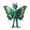 Friendly Anthropomorphic Butterfly In Green Turquoise Suit