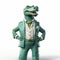 Friendly Anthropomorphic Caiman In Green Suit - Hyperrealistic Cartoon Art