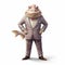 Friendly Anthropomorphic Catfish In Suit - Hyperrealistic Cartoon