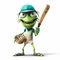 Friendly Anthropomorphic Cricket In Green Turquoise Suit