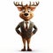 Friendly Anthropomorphic Deer In Business Suit - Hyperrealistic Cartoon Character