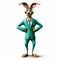 Friendly Anthropomorphic Kangaroo In Green Turquoise Suit