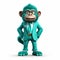 Friendly Anthropomorphic Monkey In Green Turquoise Suit