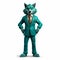 Friendly Anthropomorphic Wolf In Green Turquoise Suit