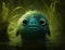 A friendly Bunyip emerges from the murky depths of the river its whimsical eyes twinkling. Cute creature. AI generation