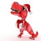 Friendly Cartoon Dinosaur with gift christmas box