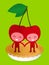 Friendly Cherry Couple On Pie