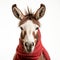 friendly donkey head with bandana on white background