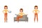 Friendly, elegant, brown hair business adult woman in orange pants vector illustration
