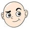 Friendly faced bald monk head, doodle icon drawing