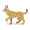 Friendly forest animal, cute yellow lynx icon isolated