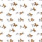 Friendly free horse and girl or woman. Seamless pattern.