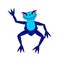 Friendly frog. illustrations, exotic blue frog. funny cute frog.