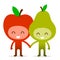 Friendly Fruit Couple Apple and Pear