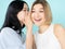 friendly gossip happy women secret whisper